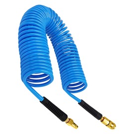Air Compressor Hose Polyurethane: PU Recoil Air Line Hoses 7.5m Long 6mm ID x 9.5 mm OD with 1/4" Europe Quick Coupler and Plug