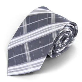 Spotlight Hosiery Groomsmen Men's Necktie Charcoal Gray/Light Grey/White