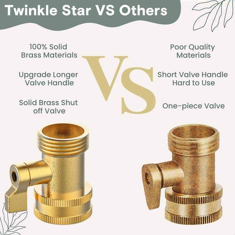 Twinkle Star Heavy-Duty Brass Adjustable Twist Hose Nozzle, High Pressure