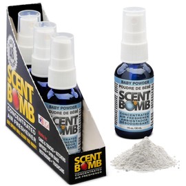 Scent Bomb Air Freshener Spray, Long-Lasting Odor Eliminator - Effective Deodorizer for Home & Car, Fresh Room Spray for Kitchen, Bathroom & Smell Neutralizer - 1 oz Pack of 4, Baby Powder Scent