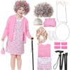 Forfamy Old Lady Costume for Kids 10 Pcs 100 100th