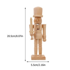 FOMIYES Unfinished Wood Nutcracker Ornaments: Christmas Wooden Nutcracker Figurine Paint Toy 20cm Unpainted DIY Blank Doll Puppet Walnut Soldier Decorations Nutcracker King Soldier Statue
