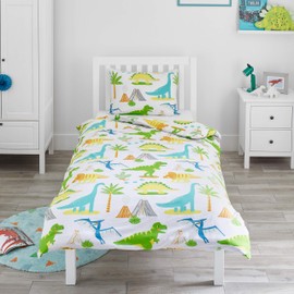Bloomsbury Mill - Kids Single Duvet Cover Set - Childrens Single Bedding for Boys and Girls - Dinosaur World Single Bed Duvet Cover Set with Pillow Case - 135x200cm