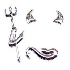 Eyourlife 3D Chrome Devil Demon Sticker Decal Auto Car Emblem Decal Decoration Color Silver