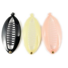 3 banana combs Cream Pink Black set pack 3 small hair clips comb plastic 3.75 inches long tip to tip