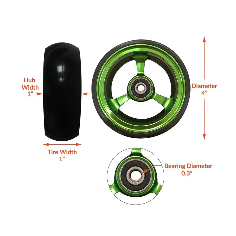 RIANTWHEEL, 4 X 1.0 inch, Solid, PU Wheels, Wheelchair Casters,