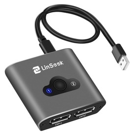 LinSeek Displayport Switch 2 in 1 Out 4K@60Hz Display Port Switch Displayport Switcher DP 1.2 Bi-Directional 1 in 2 Out Switcher Compatible with TVs Monitors Laptops PC Projectors etc