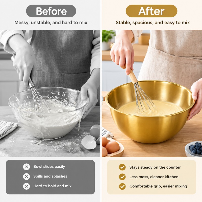 Stainless Steel Mixing Bowls Set for Kitchen Prep – 3-Piece