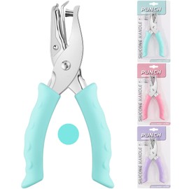 NEBURORA Hole Punch, Blue Single Hole Puncher Metal with Soft-Handled for DIY Craft Tags Clothing Ticket Scrapbook Tool, 3 Colors Options