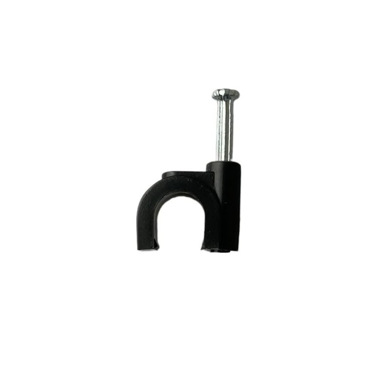 100 x 8mm Black Round K-Type Cable Clips with Nail
