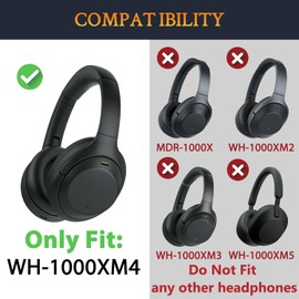 SOULWIT Micro Suede Earpads for Sony WH-1000XM4 Headphones, Ear Pads Cushions with Noise Isolation Foam, Added Thickness, Without Affecting Sensor - Black
