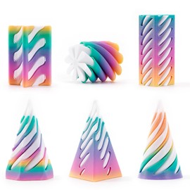 6 PCS 3D Printed Spiral Cone Fidget Toy The Impossible Spiral Fidget Toy 3D Printed Decompression Spiral Cone Toys Mini Stress Relief Decorations Toy for Kids Adult Gift (Rainbow B)
