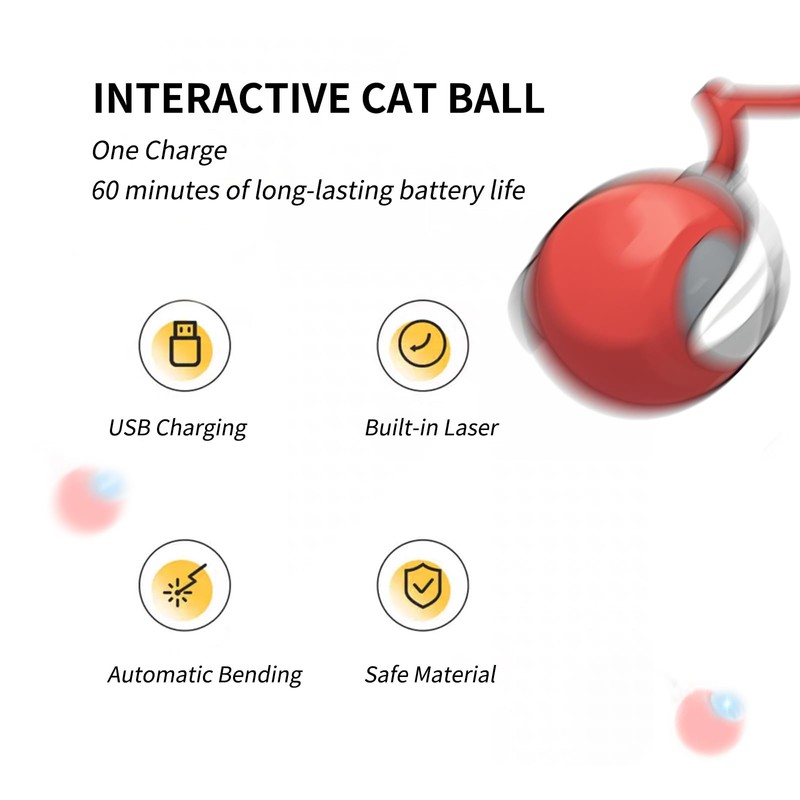ZukQvrivelig Speedy Tail 2.0, Cat Ball Toy, Interactive Cat Toy