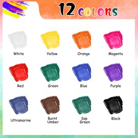 Bearals Stained Glass Paint, 12 Colors Glass Paint Set, Non-Toxic Window Glass Paint for Beginners and Artists (12x30ml/1.01 fl.oz)