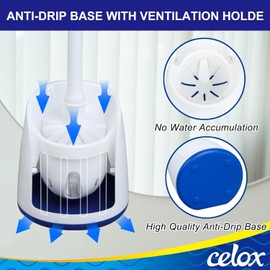 CELOX Toilet Bowl Brush and Holder, Bathroom Cleaning Kit, 2 Set, White