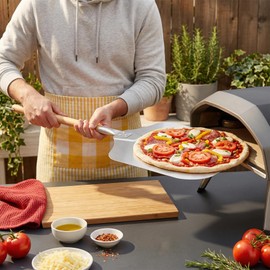 Pizza Peel 12" x 14",30.1" Long Aluminum Metal Pizza Turning Peel with Detachable Wooden Handle For Baking Dough,Bread and Pastry.Pizza Oven Accessories Tools for Indoor & Outdoor Grill Oven