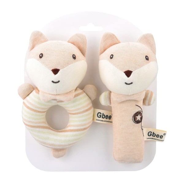 Anguxer Pack of 2 Baby Rattles Toy, Cartoon Animal Rattle