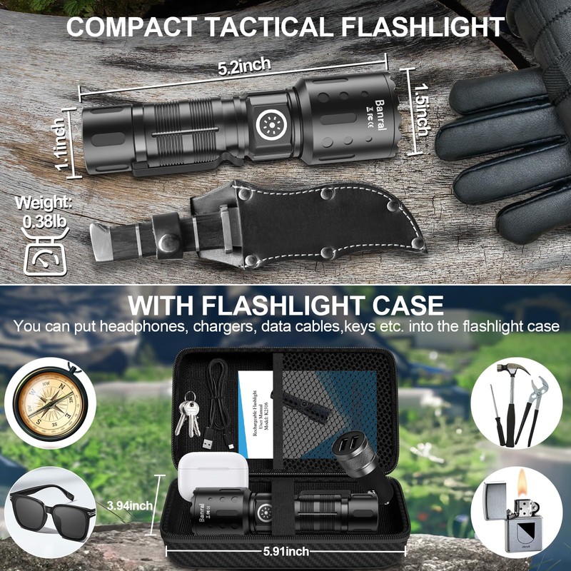 Flashlights High Lumens Rechargeable, Super Bright LED Small Powerful Flashlight