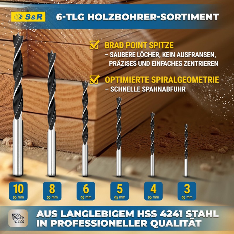 S&R drill bit set, 15-piece, 23 pieces, in plastic box