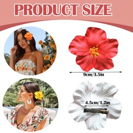 6Pcs Hawaiian Hibiscus Flower Beach Hair Clips - 3.5 Inch Hair Accessories for Women