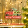 Glitzhome Rustic Wooden Metal Christmas Truck Yard Stake Lawn Garden