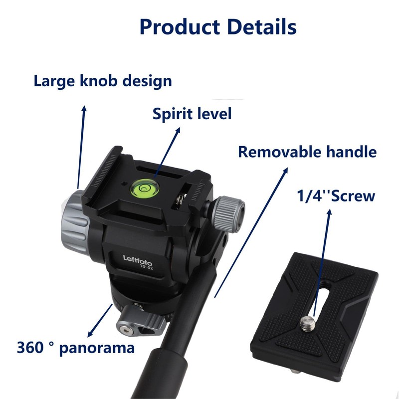 LEFTFOTO Mini Tripod Fluid Head Pan Head with Panoramic Ball