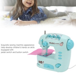 Electric Mini Sewing Machine Toy Kit for Kids, Beginners Small Appliance Plaything with Side Button, Early Education Sewing Learning Aid