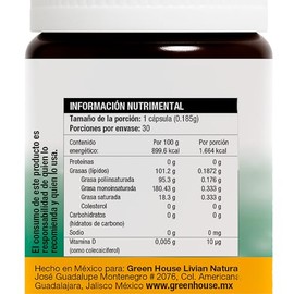 Green house, VITAMINA D3, 30 cápuslas, vitaminas, 10mcg. Suplementos Alimenticios. Multivitaminico Hombre y Mujer. Libre de Gluten y Aditivos.