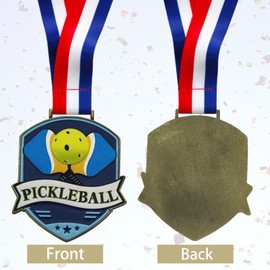 YUJUE Pickleball Medals - 3.74 Inch Pickleball Fusion Medal- Gold,Metal Pickle Ball Medal with V Neck Ribbons for Kids Adults Trophy Award Prize Gift