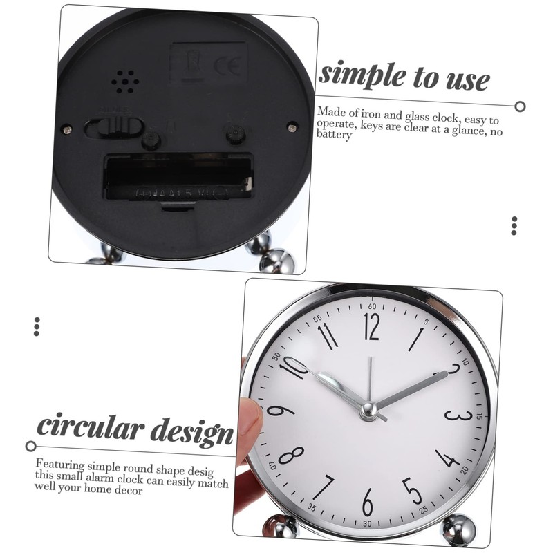Mobestech Silent Alarm Clock Metal Digital Clock for Bedside Table
