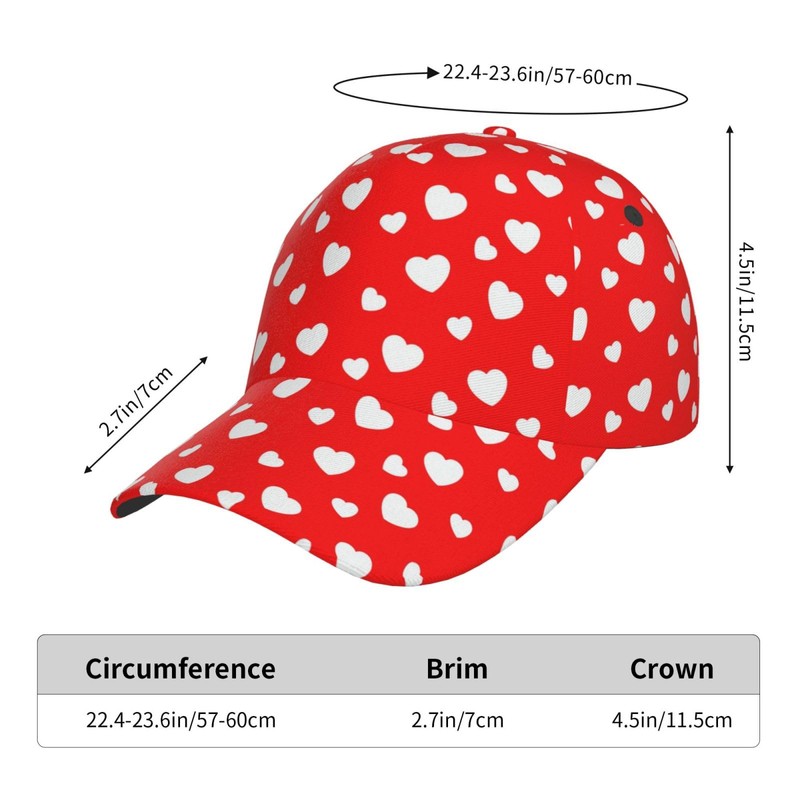 Valentine Heart Pattern Hats Women Men Valentines Day Baseball Cap