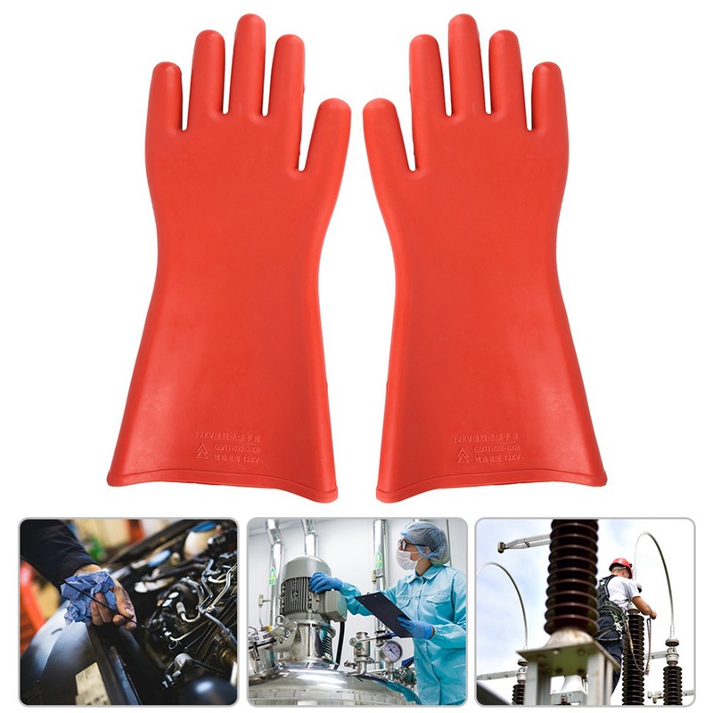 12KV High Voltage Proof Rubber Insulated Gloves Waterproof Safety Electrical