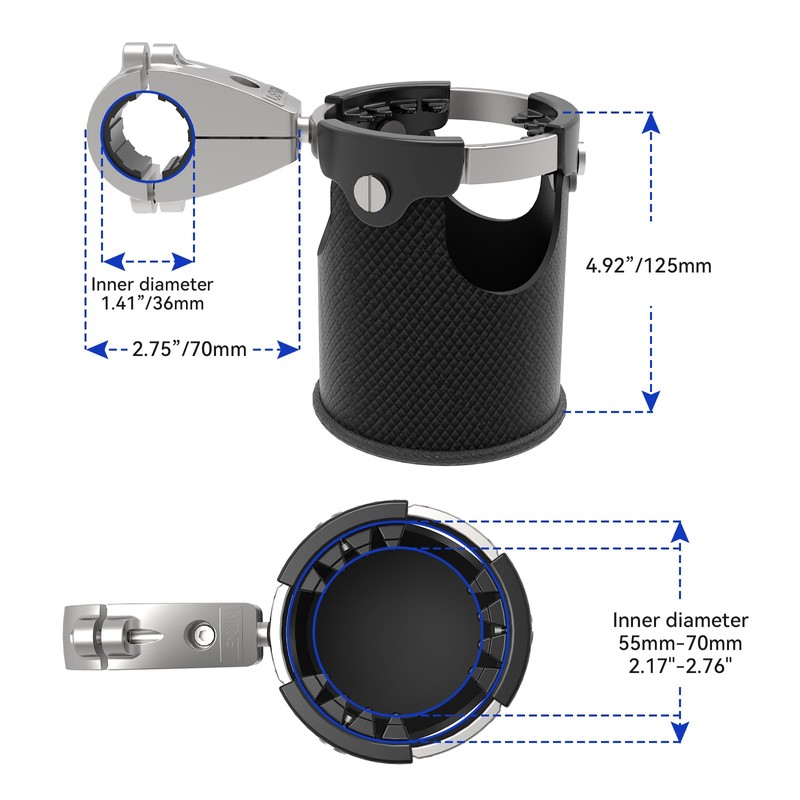 LEXIN LX-C3 Motorcycle Cup Holder with 360°swivel ball-Mount, Large Boat