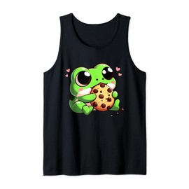 Frog Eating Chocolate Chip Cookie Frog Food Lover Funny Frog Tank Top