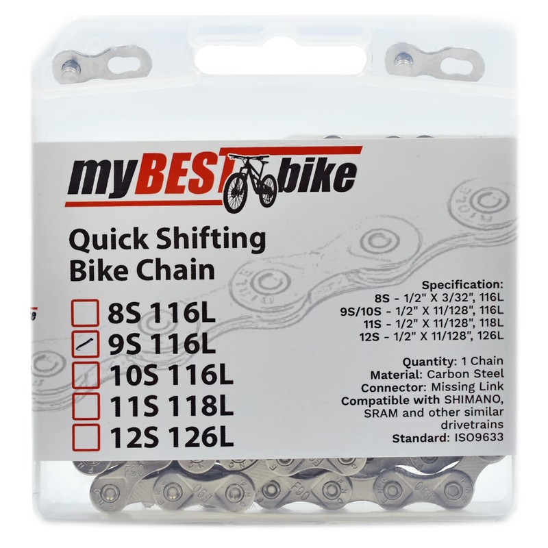myBESTbike Bicycle Chain with Quick Connections, Powerful Bicycle Chain, 116