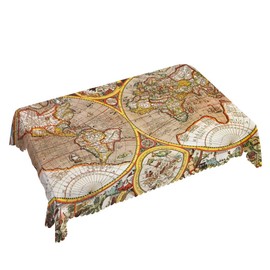 Walmsco Tablecloth World map Retro Style Decor For Dining Room Kitchen Rectangular Table Cover 132 * 178cm