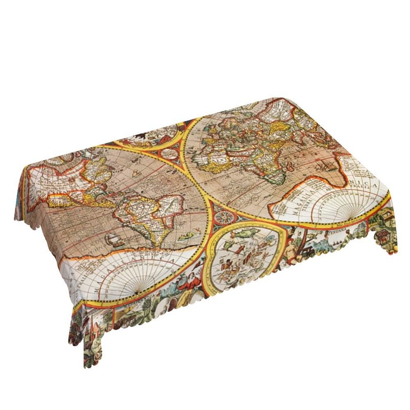 Walmsco Tablecloth World map Retro Style Decor For Dining Room