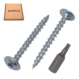 SKIR'CO (Pack of 100) Galvanised Steel 3.0 x 30mm Wood Screws Metal Screws Wafer Head Torx Head Self Tapping