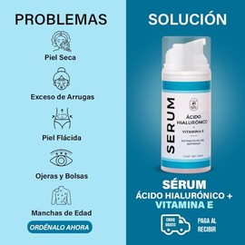 Serum Ácido Hialurónico + Vitamina E 3 Piezas | Avena y Provitamina B5 | Hidratación Profunda, Líneas Finas y Elasticidad | Suero Facial Diario para M