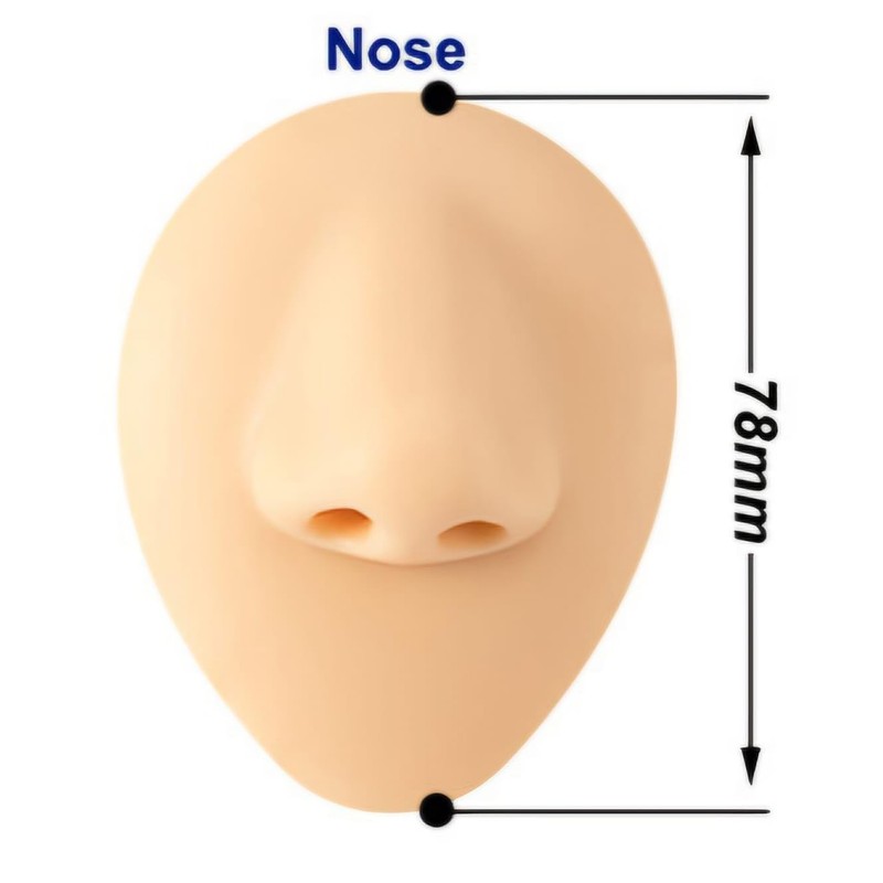 Nariz de Silicona para Práctica de Piercing con Base de