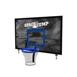 SpaceJump AstroJam Trampoline Basketball Hoop and Net Set Attachment, Outdoor Accessory for Active Backyard Play, Black/Blue