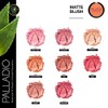 Palladio Matte Blush, se aplica suavemente sobre las mejillas, apariencia