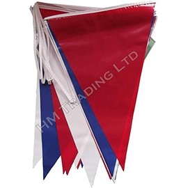 Red White Blue Pennant Flag Bunting Banner 20 Flags 10M - 32 feet Long