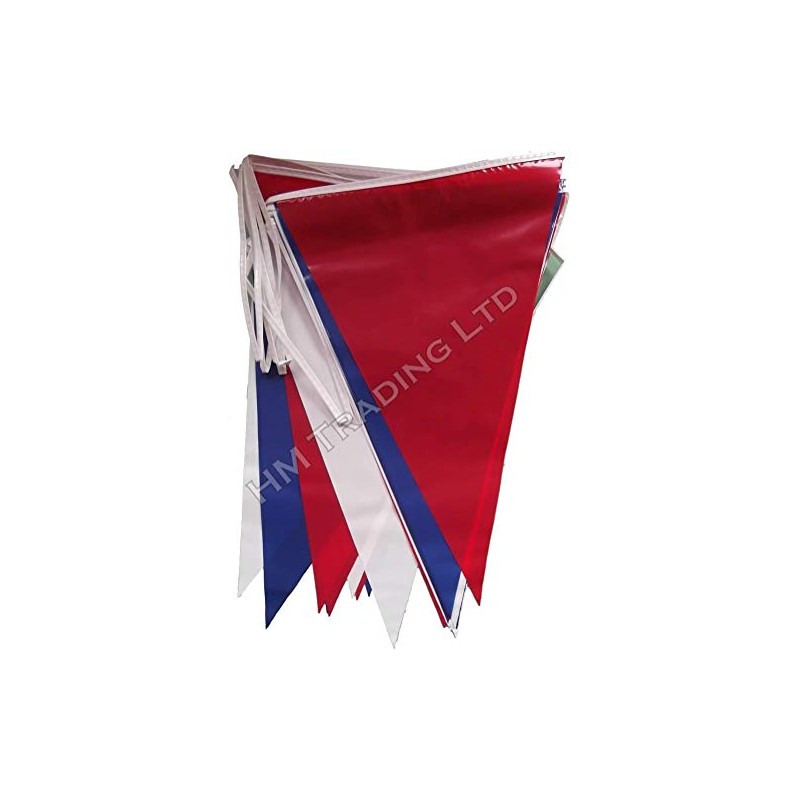 Red White Blue Pennant Flag Bunting Banner 20 Flags 10M