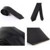Men's Skinny Tie Handmade PU Leather Black Narrow Necktie