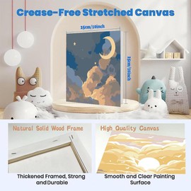 ZRIZQ 2 Framed Paint by Numbers for Adults Beginners,Sky Paint by Numbers Kits on Canvas,Easy Paint by Number for Home Wall Art Decor(10x10 Inch)