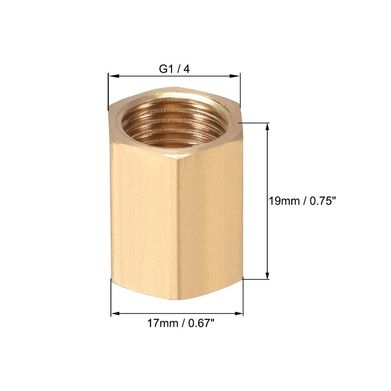 sourcing map Brass Pipe Fitting Connector Straight Hex Nipple Coupler