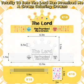 Realspring 18 Sets The Lord Has Promised Me a Crown Craft Kit with Gems Stickers Elastic Cords VBS DIY Color Your Own Crown Crafts Coloring Kit Headband for Sunday School Home Activities Party Favor