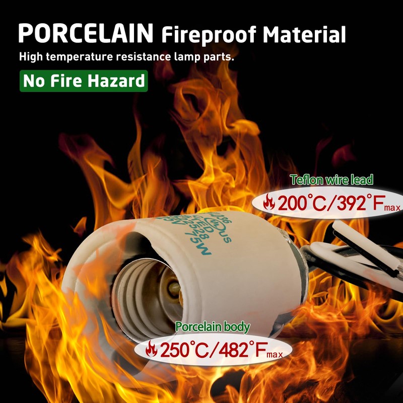 E12 Socket,Ceramic Chandelier Socket E12 Bulb Lamp Holder,Light Socket with