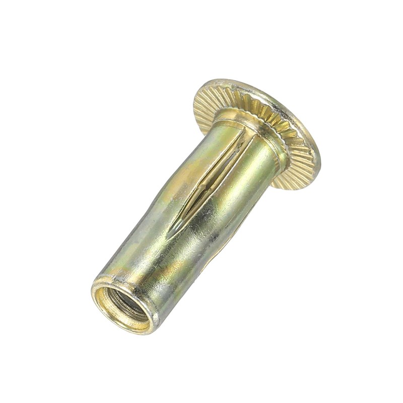 sourcing map Multi-Grip Rivet-Nut, M6 Pre-Bulbed Shank Carbon Steel Color-Zinc-Plated
